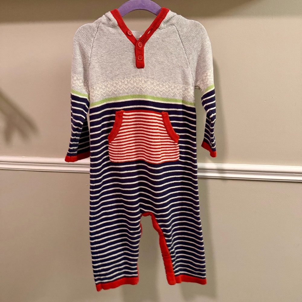 Hanna Andersson Hooded Striped Romper Size 80 (12–18M) Cotton Nordic Style